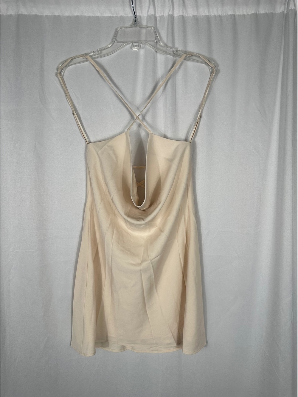 Le Lis Collection Cream Mini Dress with Cross Back Straps and Lace-up Detail, M